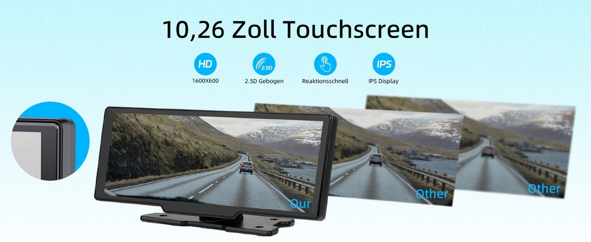 10,26 Zoll Android Auto Bildschirm Apple Carplay Display