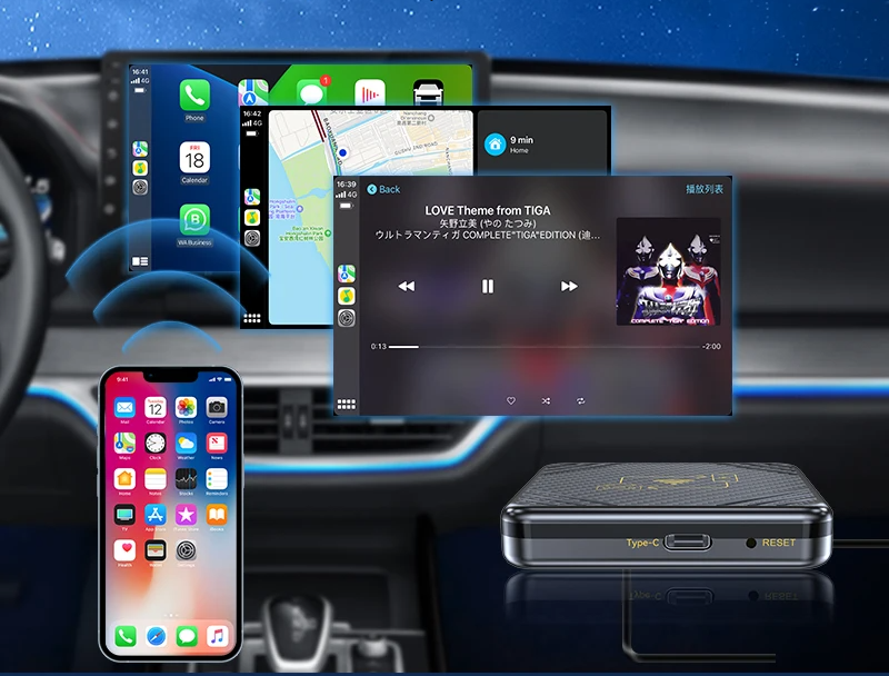 Kabelloser Apple CarPlay Adapter/Android Auto Box