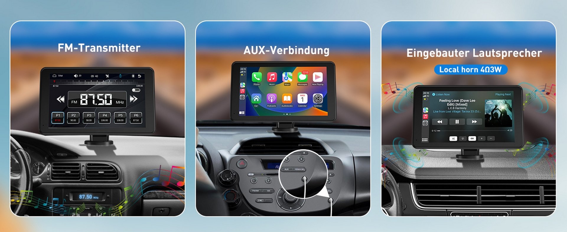Tragbarer 7-Zoll-Apple Carplay Android Auto-Bildschirm/Monitor