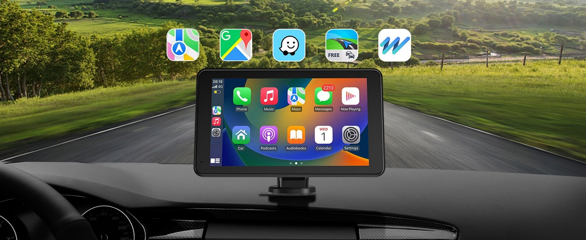 Tragbarer 7-Zoll-Apple Carplay Android Auto-Bildschirm/Monitor