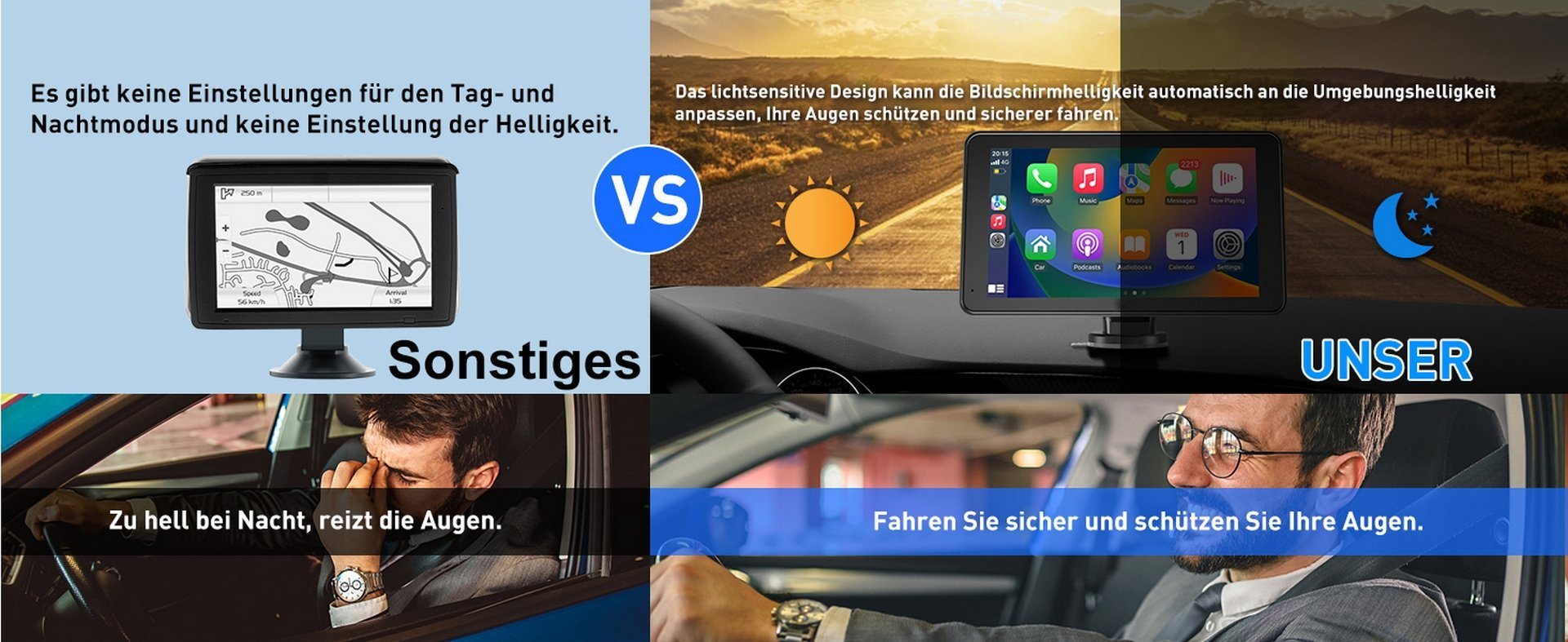 Tragbarer 7-Zoll-Apple Carplay Android Auto-Bildschirm/Monitor