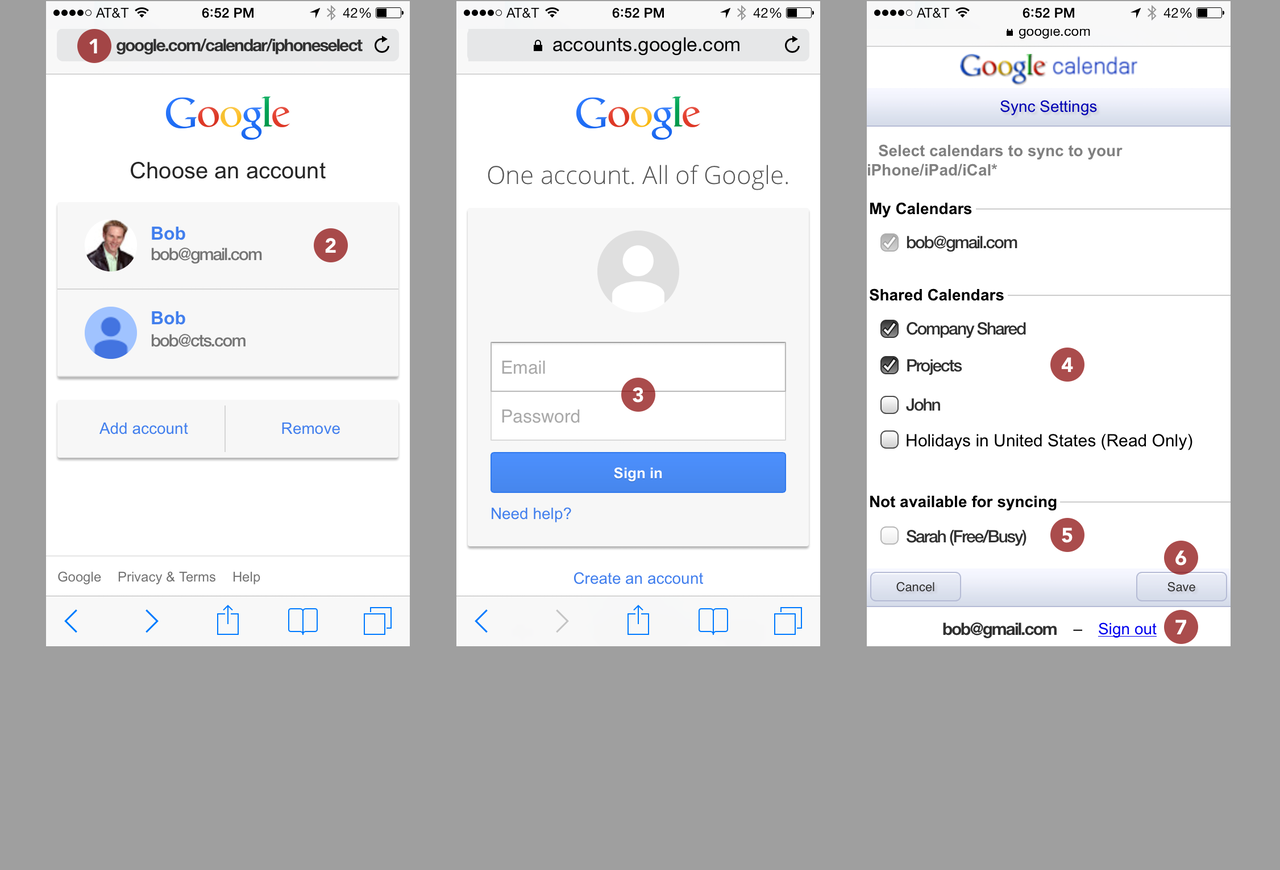 Google Kalender ist in der Apple Kalender-App aktiviert.