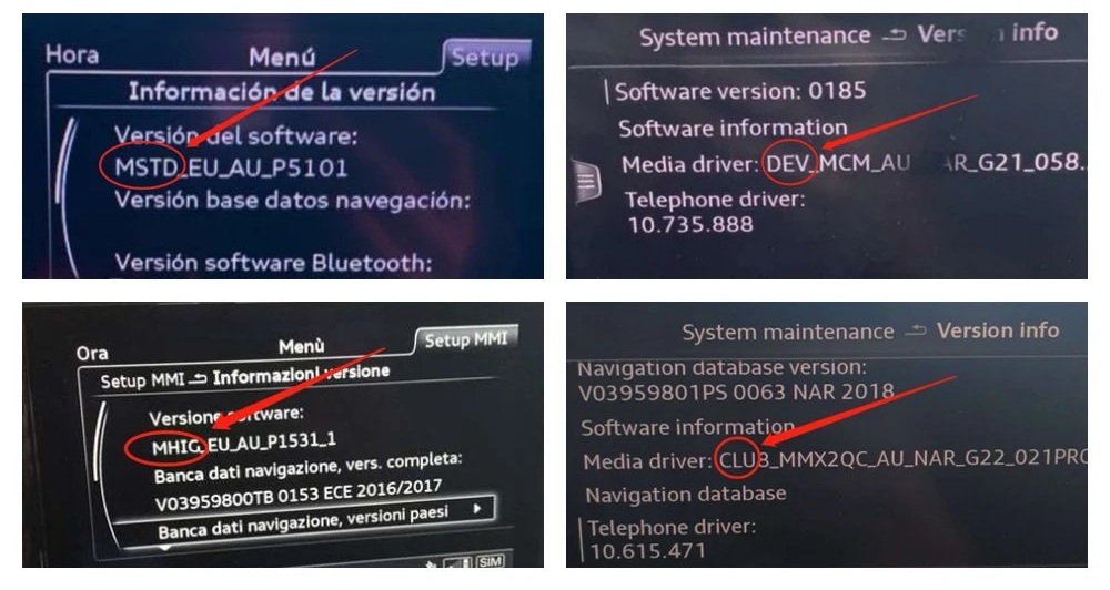 Audi MIB Systemversionsnummer