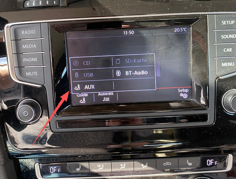 Aux/AMI-Audioeinstellungen im Original-Autosystem