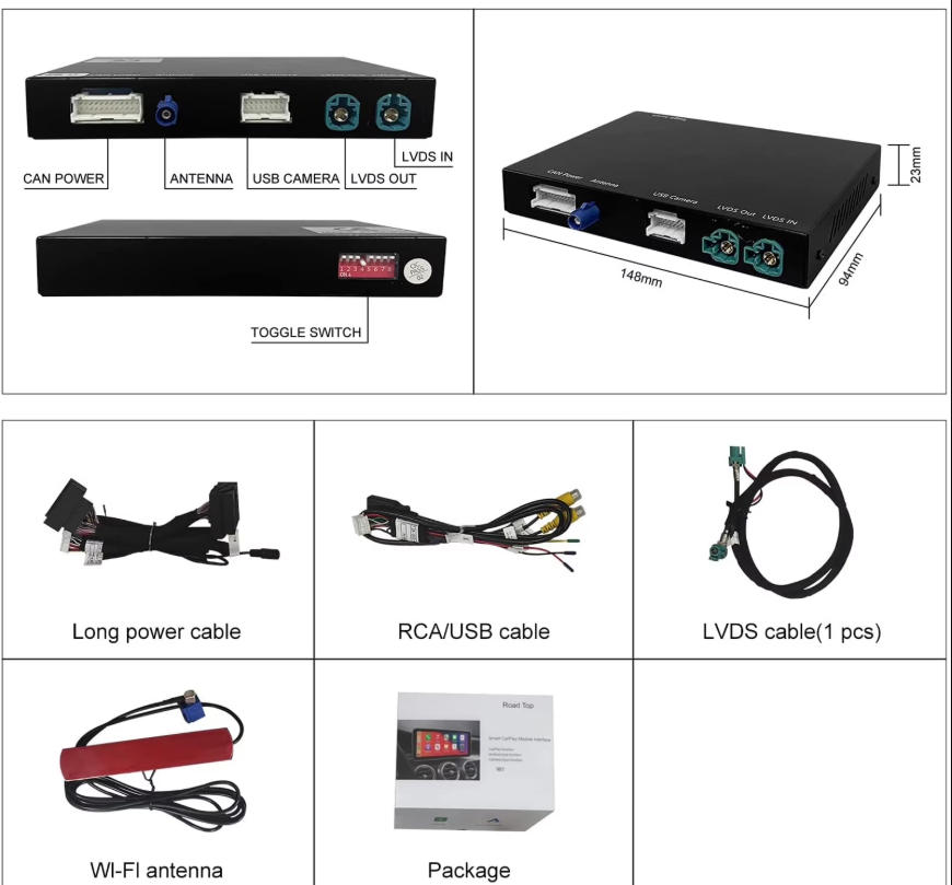 MINI EVO CarPlay Nachrüstkit Lieferumfang