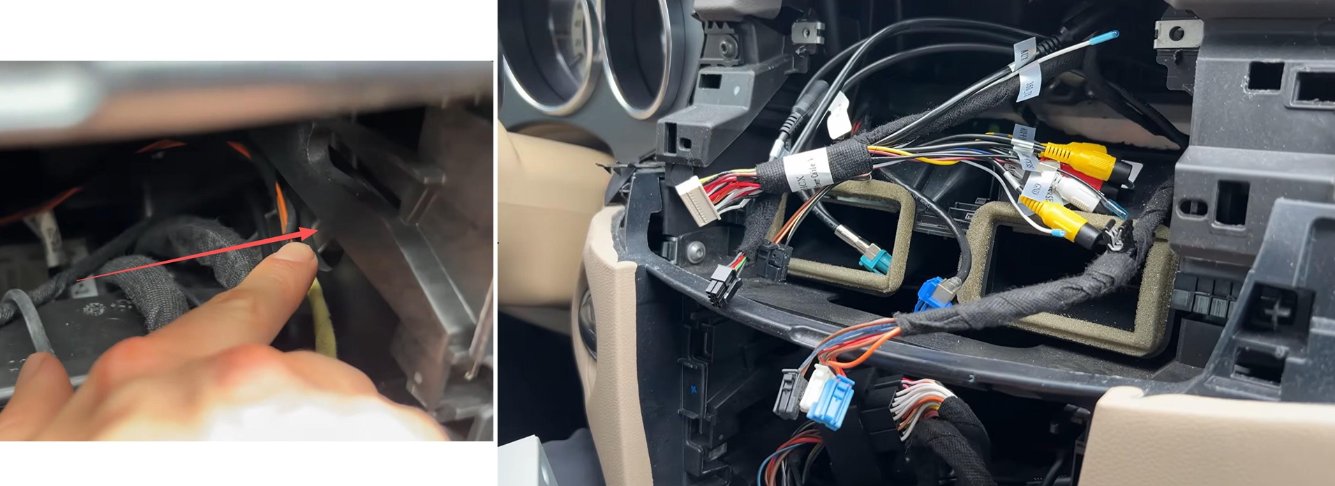 CarPlay Kabel von der Headunit zum Bildschirm führen