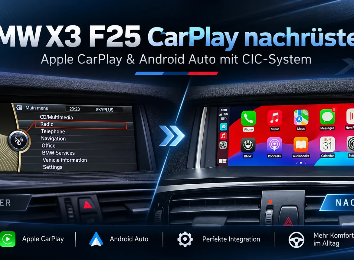 Apple CarPlay & Android Auto im BMW X3 F25 / X4 F26 mit CIC nachrüsten