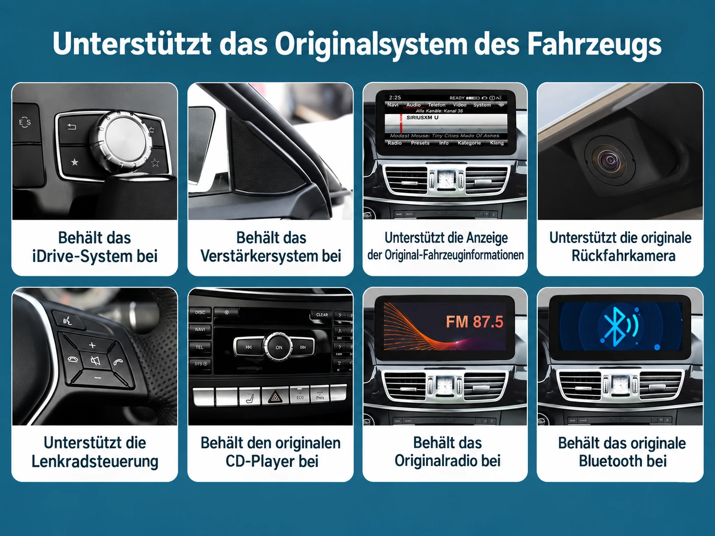 Das originale Fahrzeugsystem und die Bedienelemente bleiben erhalten