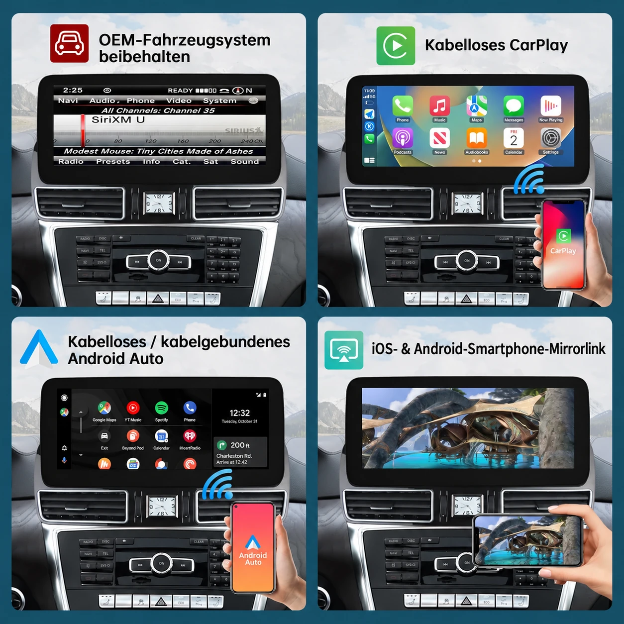 Mercedes-Benz ML/GL 12,3-Zoll-Linux-Display mit CarPlay & Android Auto 2012-2015 – Bild 4