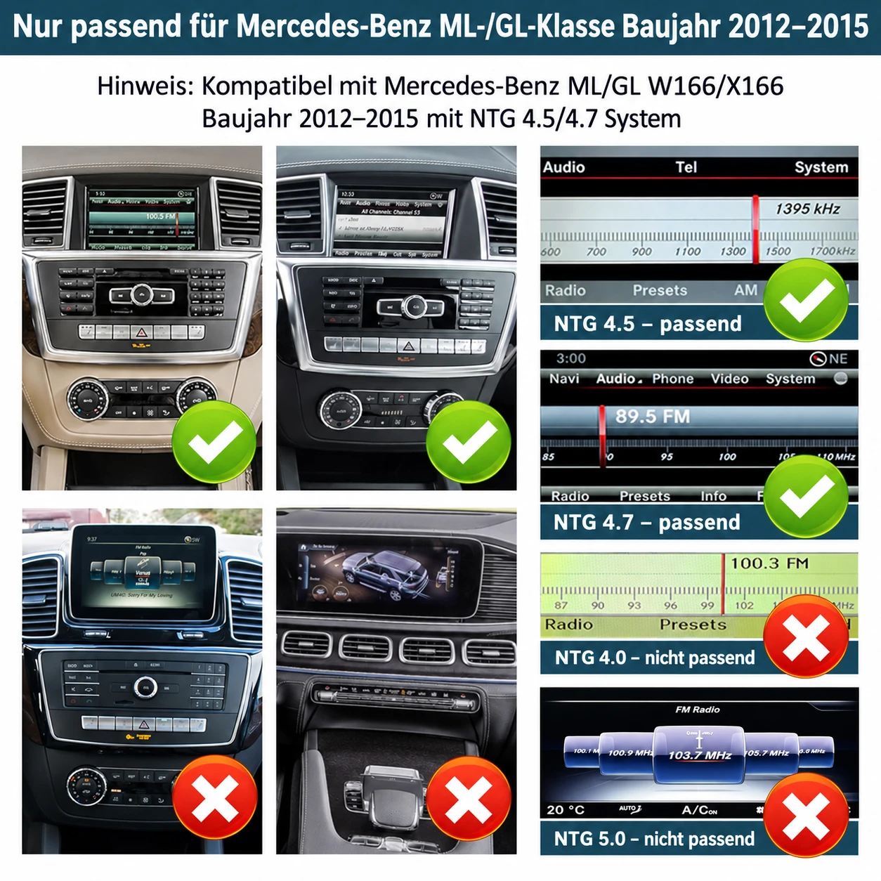 Mercedes-Benz ML/GL 12,3-Zoll-Linux-Display mit CarPlay & Android Auto 2012-2015 – Bild 2
