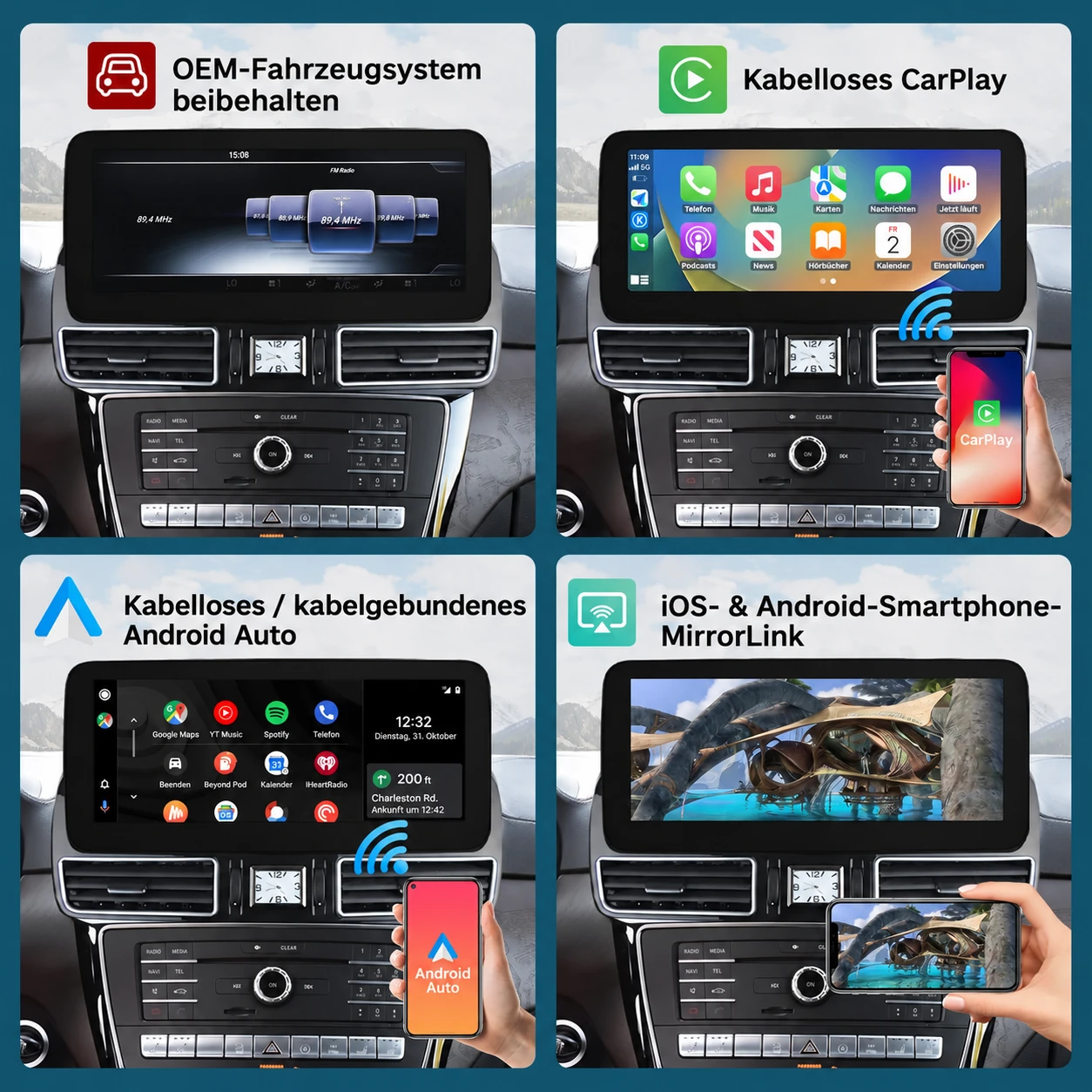 Mercedes-Benz GLE & GLS 12,3-Zoll-Linux-Display mit CarPlay & Android Auto (2016-2018) – Bild 4