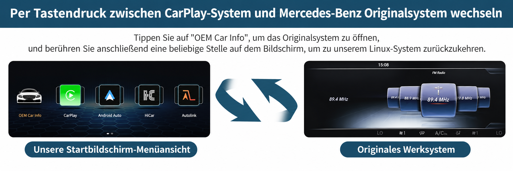 12,3-Zoll-Linux-CarPlay-Display für Mercedes A-Klasse, CLA & GLA – Originales Fahrzeugsystem bleibt erhalten