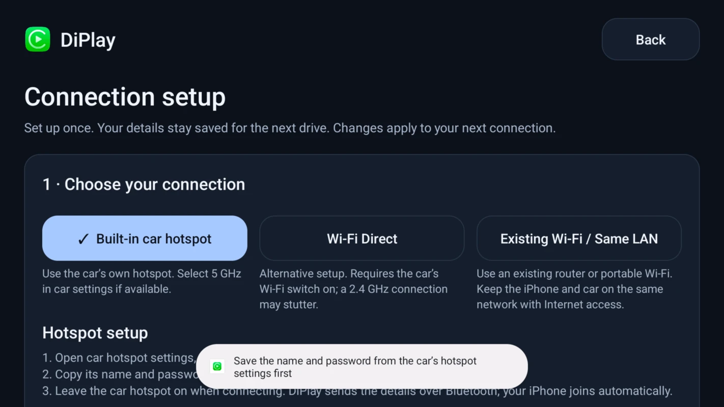 Wireless CarPlay mit DiPlay einrichten