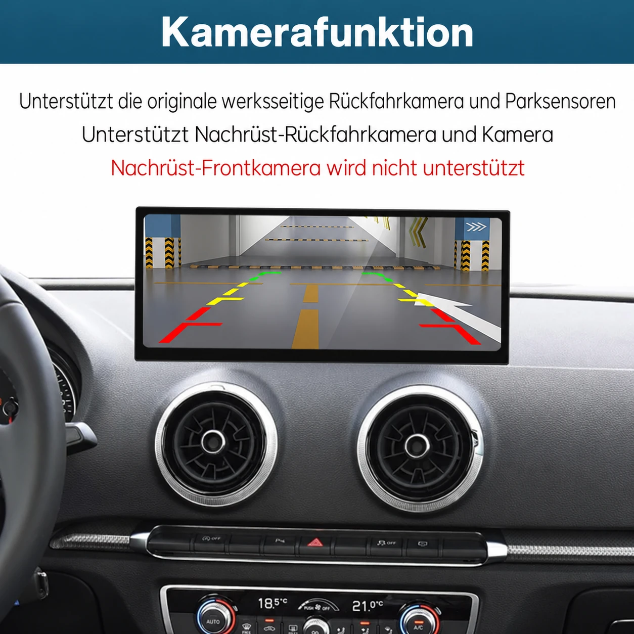 Audi A3/S3 Linux-Display mit Rückfahrkamera-Anzeige und Unterstützung für originale Parksensoren