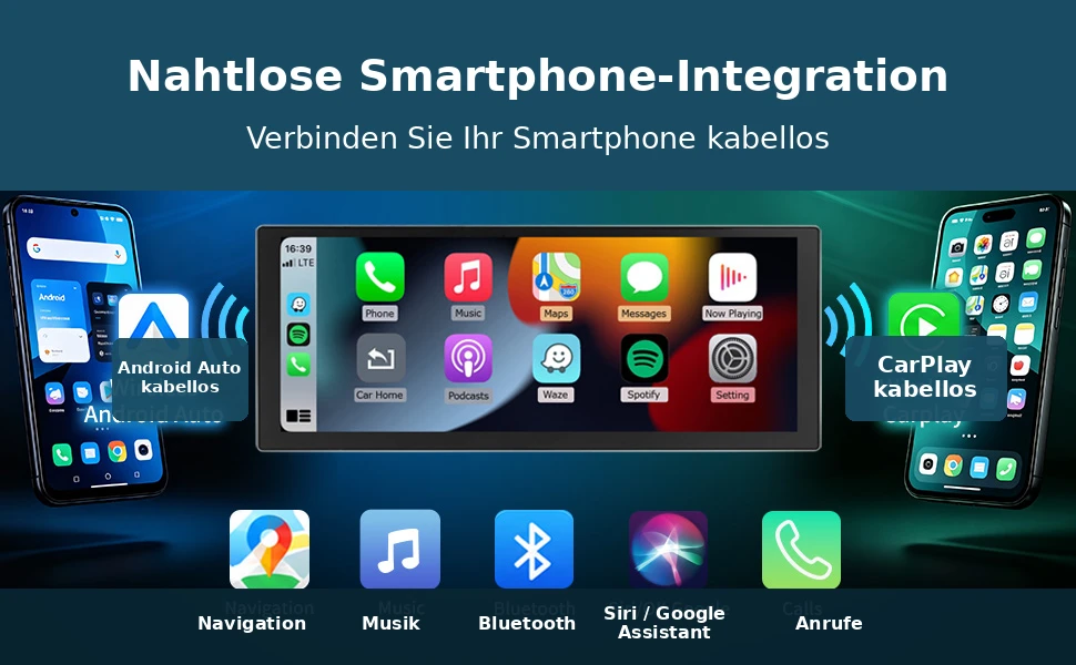 Kabelloses Apple CarPlay und Android Auto auf dem Audi A3/S3 Linux-Touchscreen mit Navigation und Musik