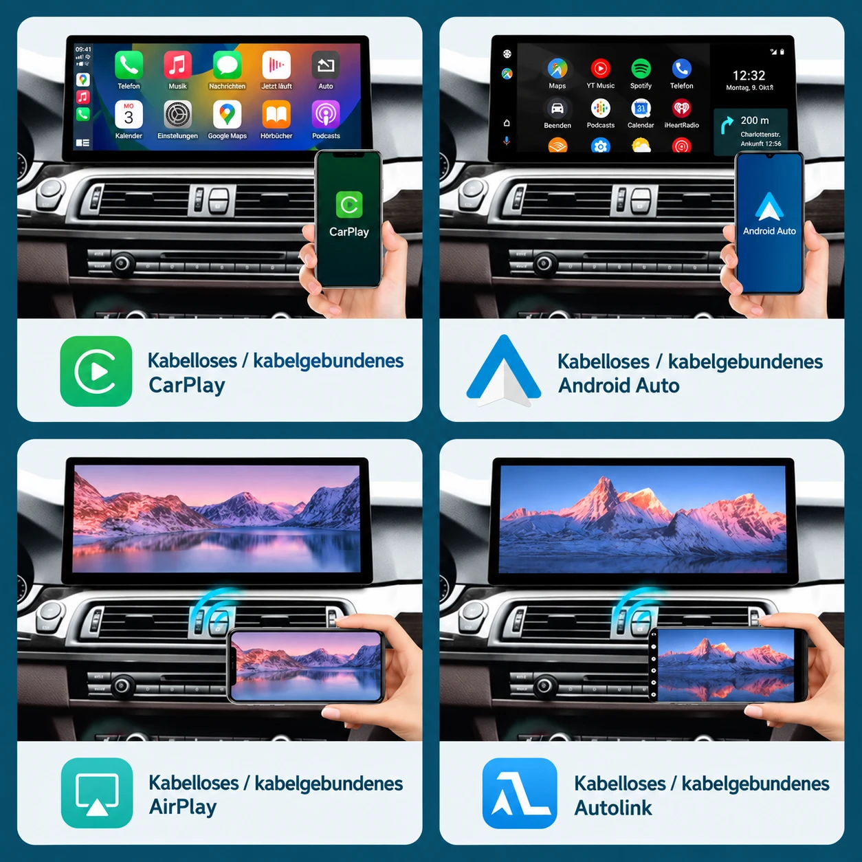 BMW 7er Linux-Touchscreen mit kabellosem und kabelgebundenem Apple CarPlay, Android Auto, AirPlay und AutoLink