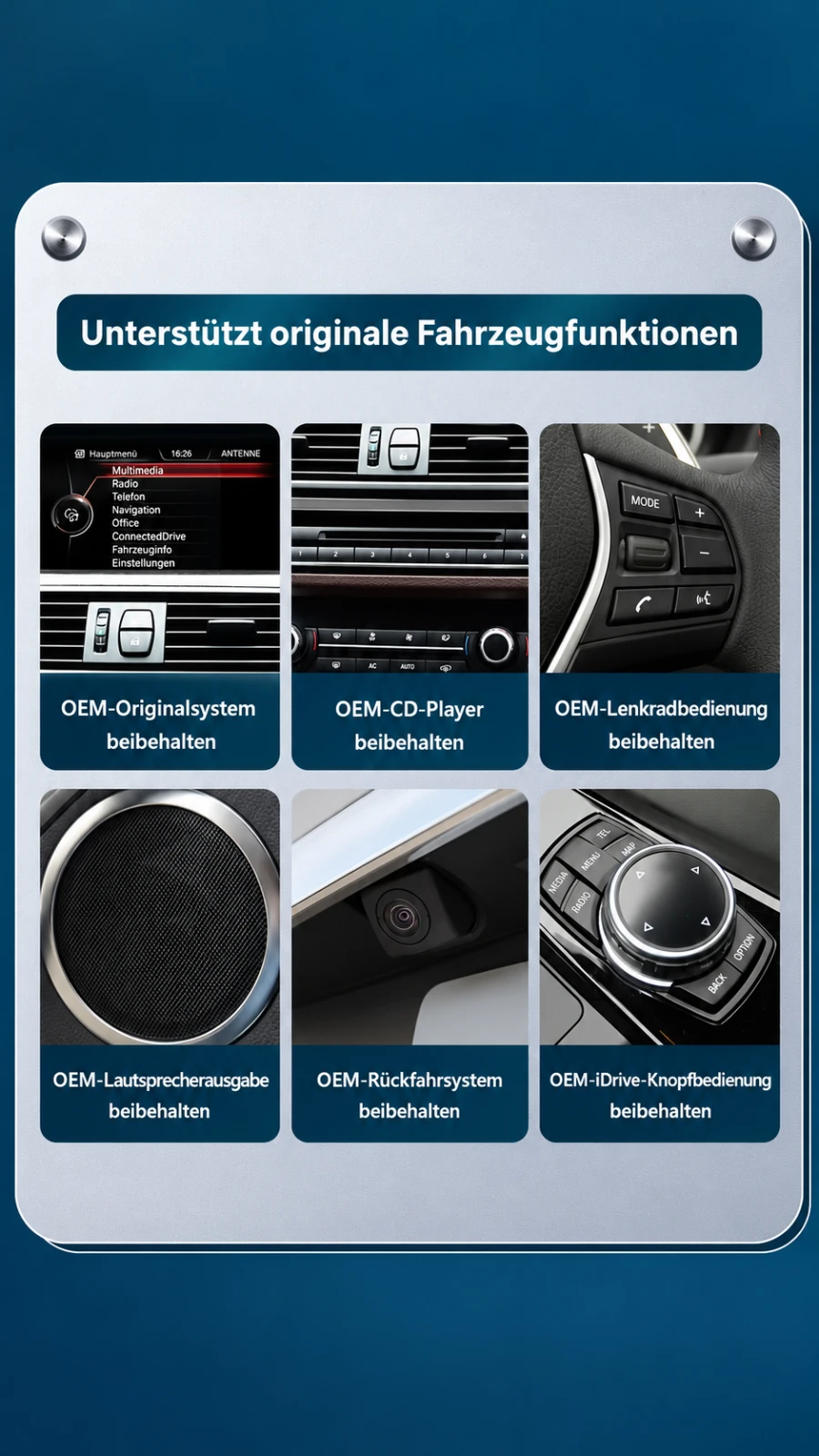 BMW 7er Linux-Touchscreen erhält das originale iDrive-System, Lenkradbedienung, Audiosystem, CD-Player und Rückfahrkamera