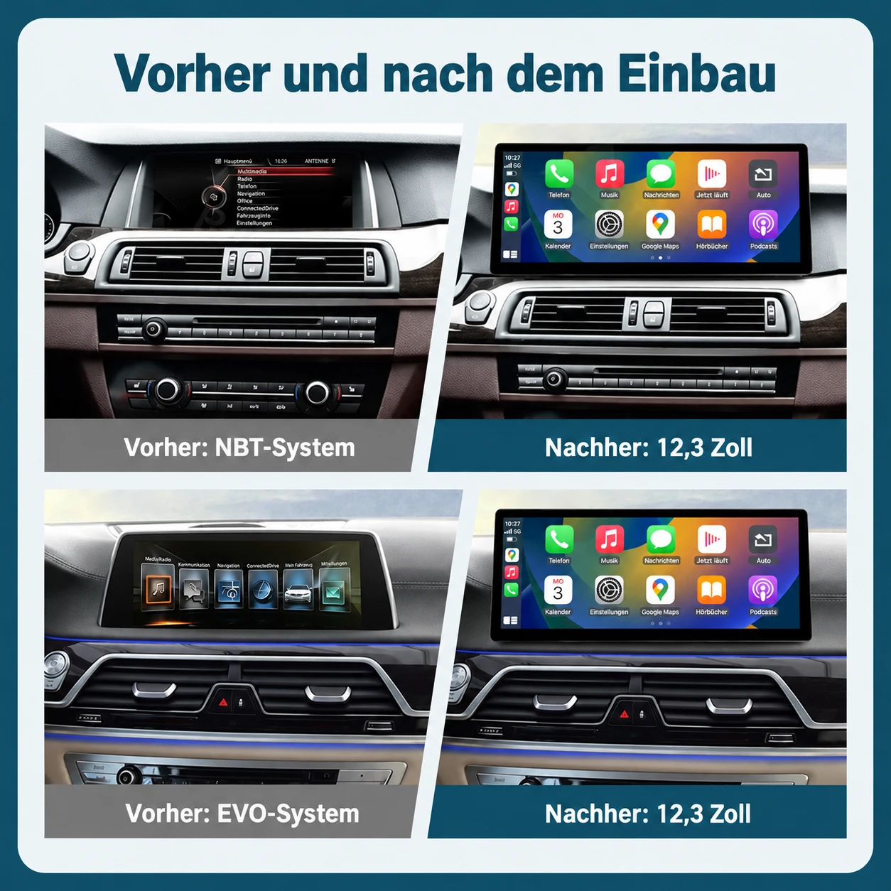 BMW 7er Linux-Touchscreen mit kabellosem und kabelgebundenem Apple CarPlay, Android Auto, AirPlay und AutoLink