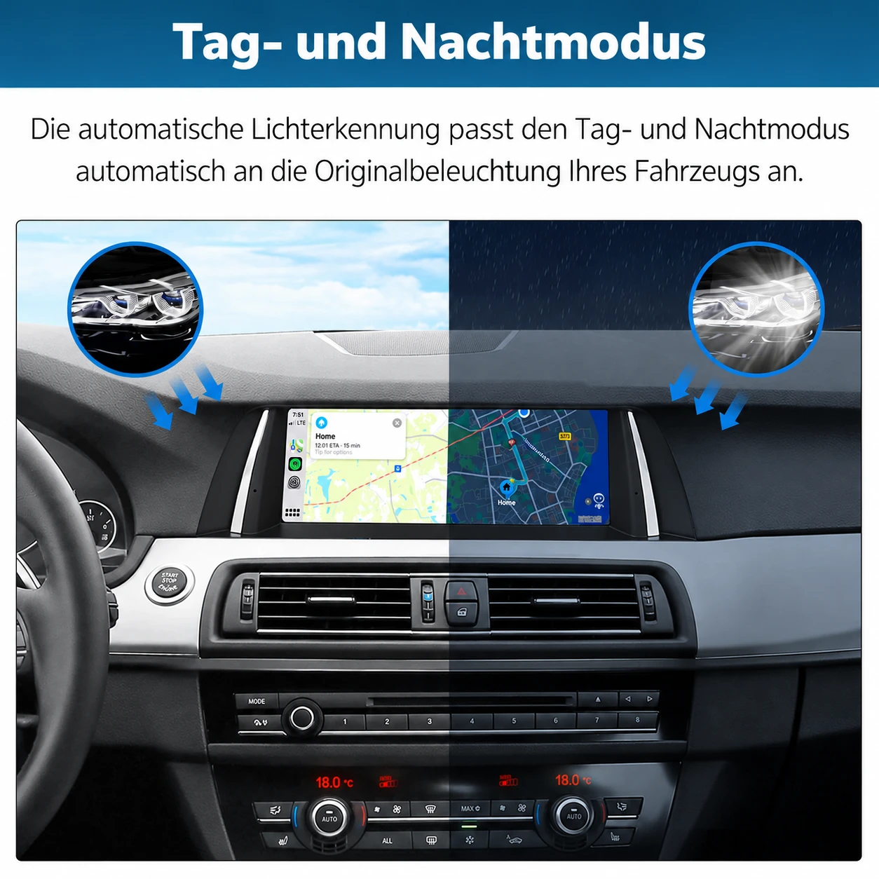 BMW 5er F10/F11 (2010–2017) 10,25 Zoll Linux-Touchscreen mit Apple CarPlay & Android Auto – Bild 6
