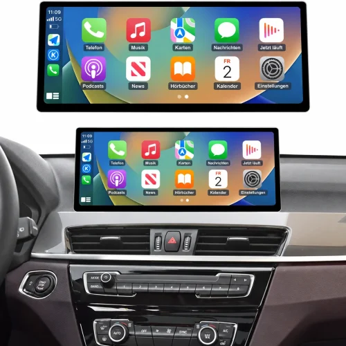 BMW X1 F48 mit nachgerüstetem CarPlay-Touchscreen und Apple CarPlay auf dem Display