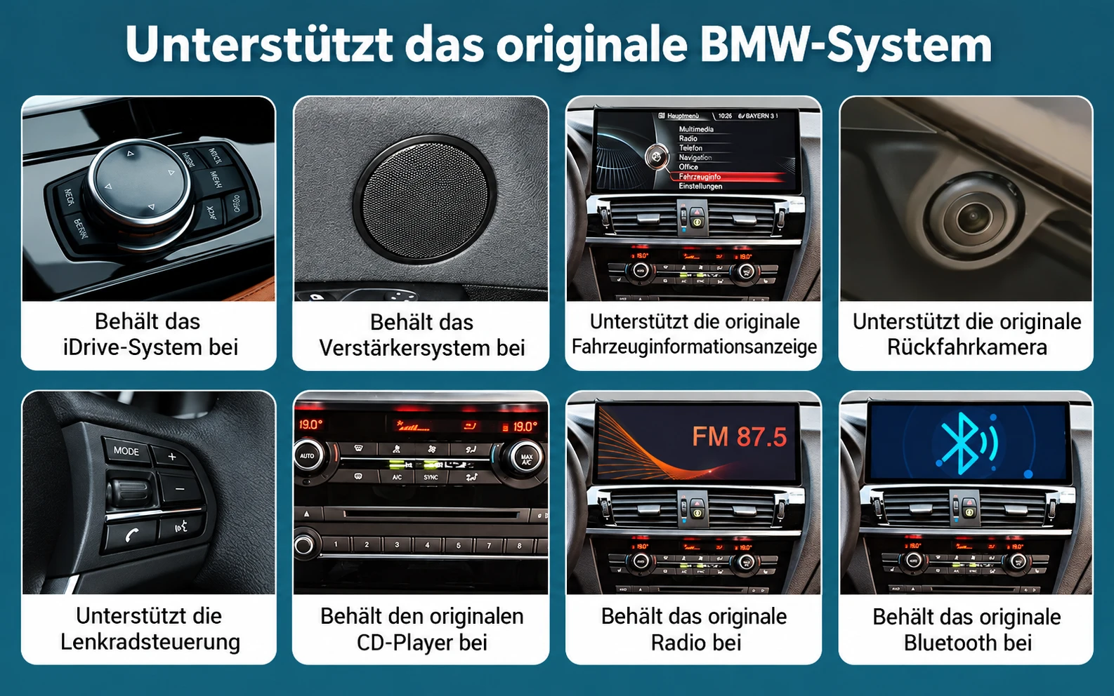 Das Linux-Display für BMW X3 F25 und X4 F26 erhält originale Funktionen wie iDrive, Lenkradsteuerung, Radio und Rückfahrkamera