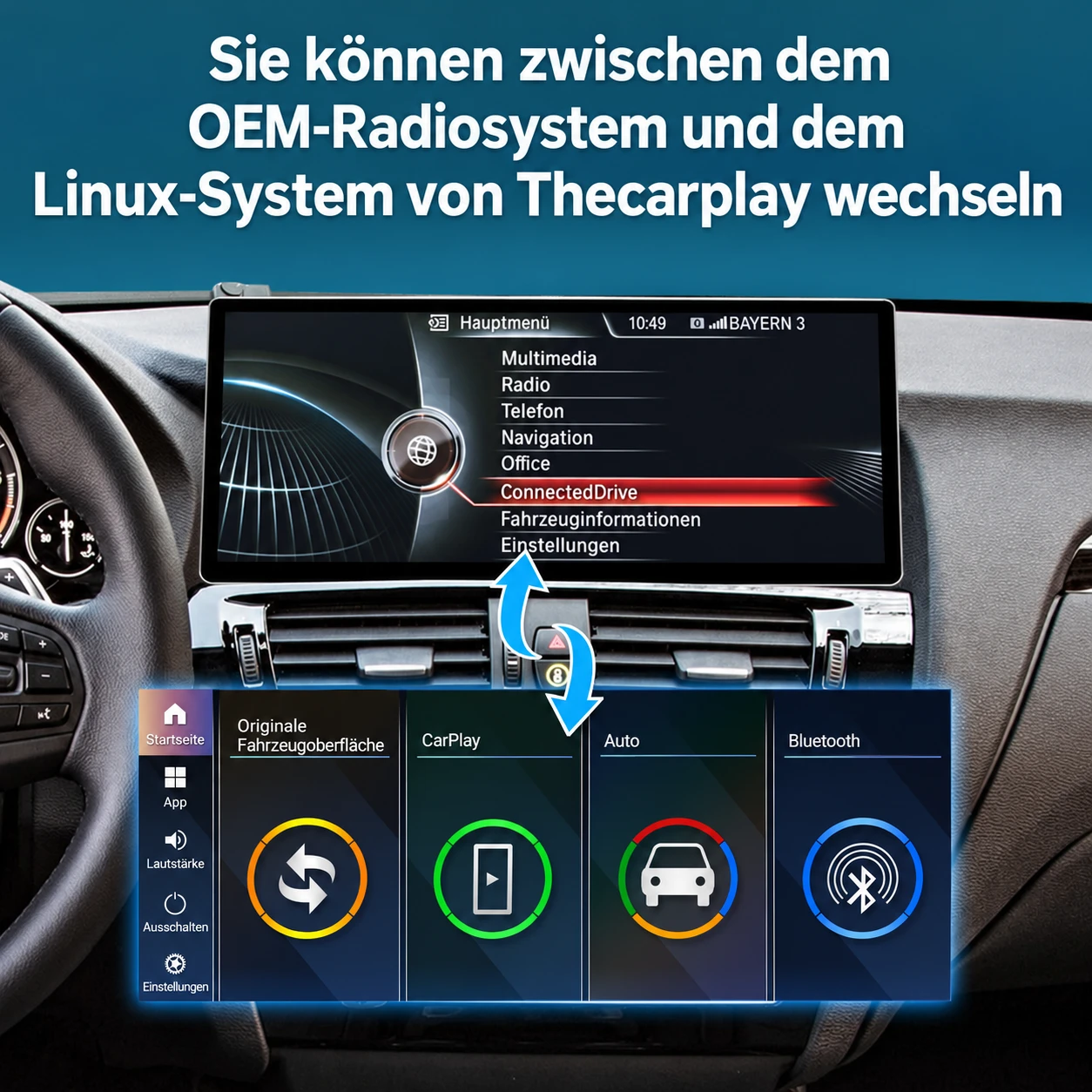 BMW X3 F25 / X4 F26 (2011–2018) CarPlay Linux Display 10,25/12,3 Zoll – Bild 4