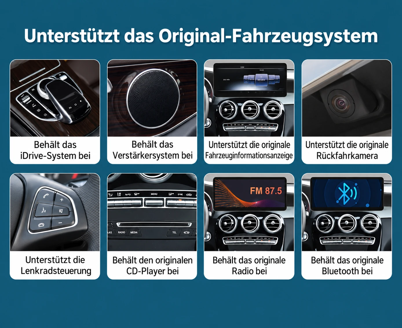 Das ursprüngliche Fahrzeugsystem und die Bedienelemente beibehalten
