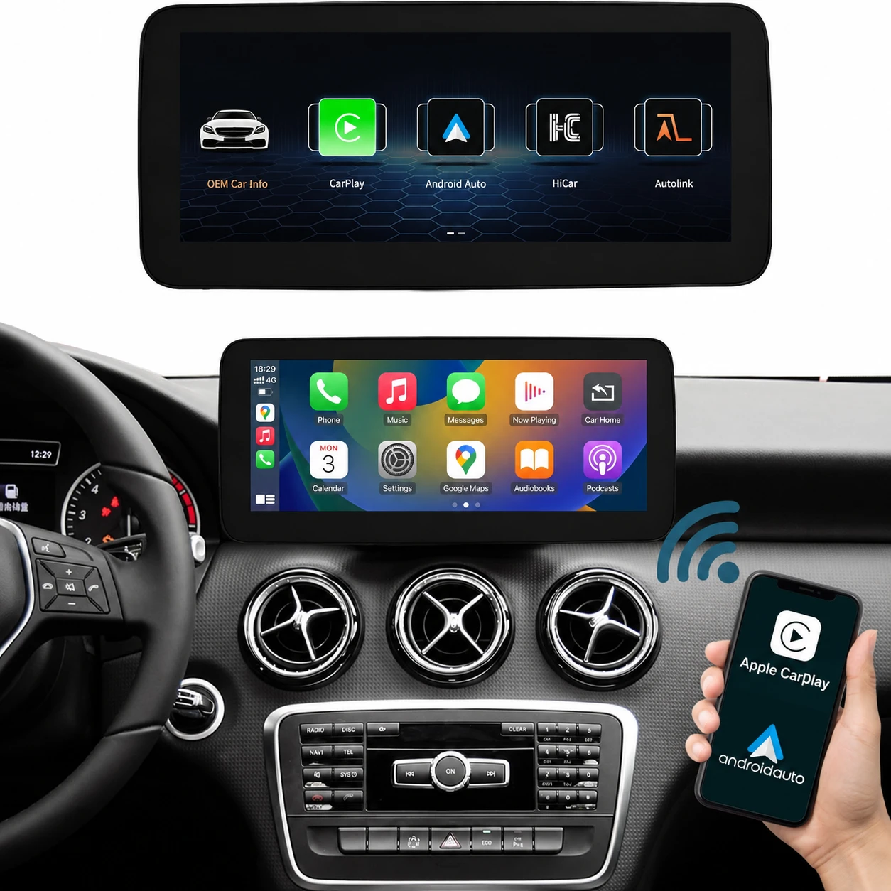 Mercedes-Benz A-/B-Klasse, CLA & GLA 10,25-/12,3-Zoll-Linux-Display mit CarPlay & Android Auto