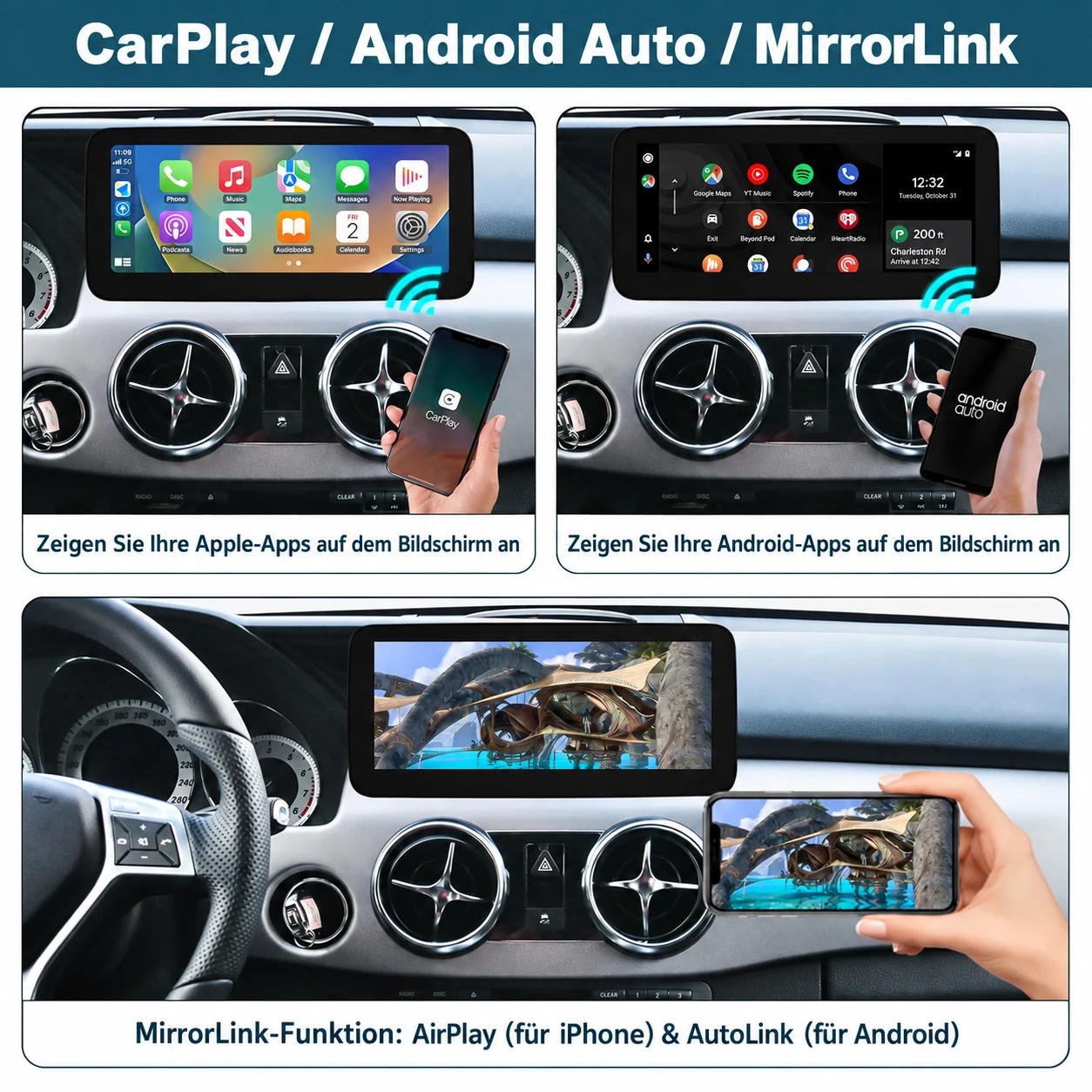 Mercedes-Benz GLK X204 (2008-2015) 10,25-/12,3-Zoll-Linux-Display mit CarPlay & Android Auto – Bild 5