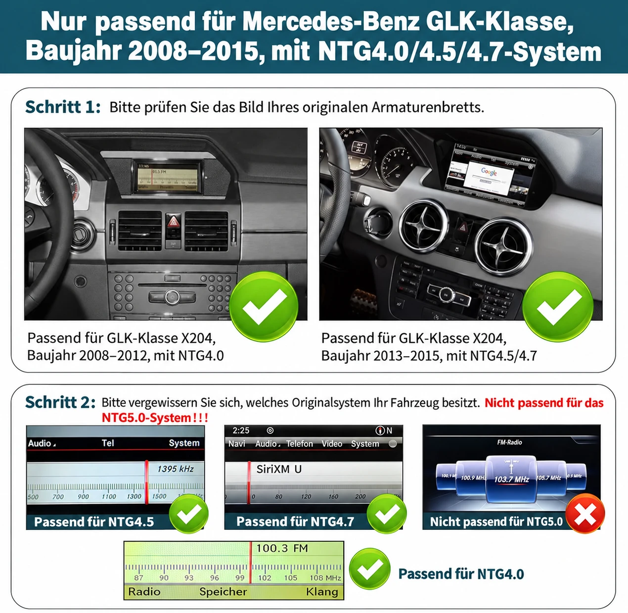 Mercedes-Benz GLK X204 (2008-2015) 10,25-/12,3-Zoll-Linux-Display mit CarPlay & Android Auto – Bild 2