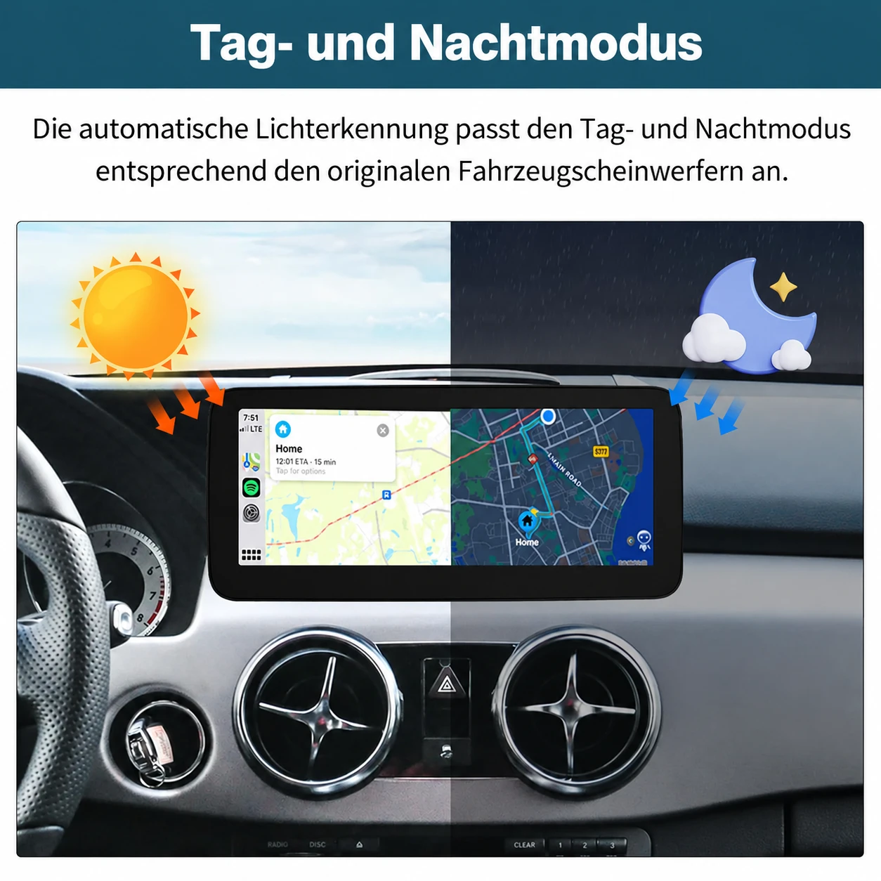 Mercedes-Benz GLK X204 (2008-2015) 10,25-/12,3-Zoll-Linux-Display mit CarPlay & Android Auto – Bild 8