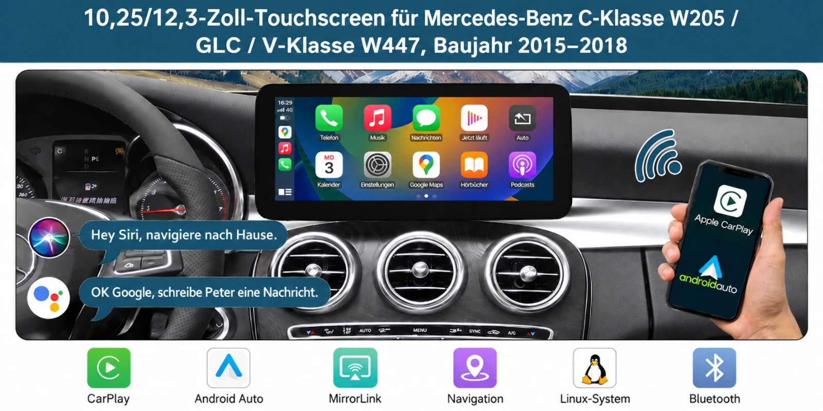 Mercedes ML/GL 12,3 Zoll CarPlay Display | Thecarplay