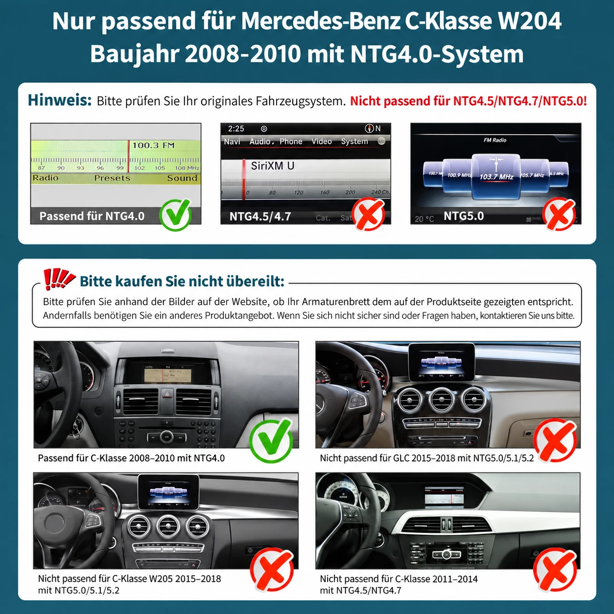 Mercedes C-Klasse W204 10,25/12,3 Zoll Linux CarPlay Display (2008–2010) – Bild 2