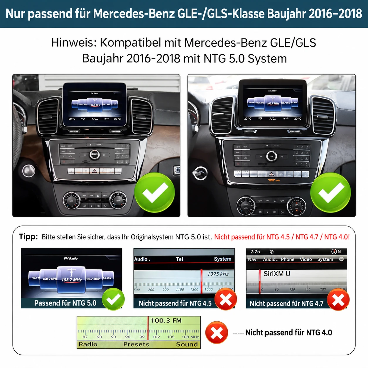 Mercedes-Benz GLE & GLS 12,3-Zoll-Linux-Display mit CarPlay & Android Auto (2016-2018) – Bild 2