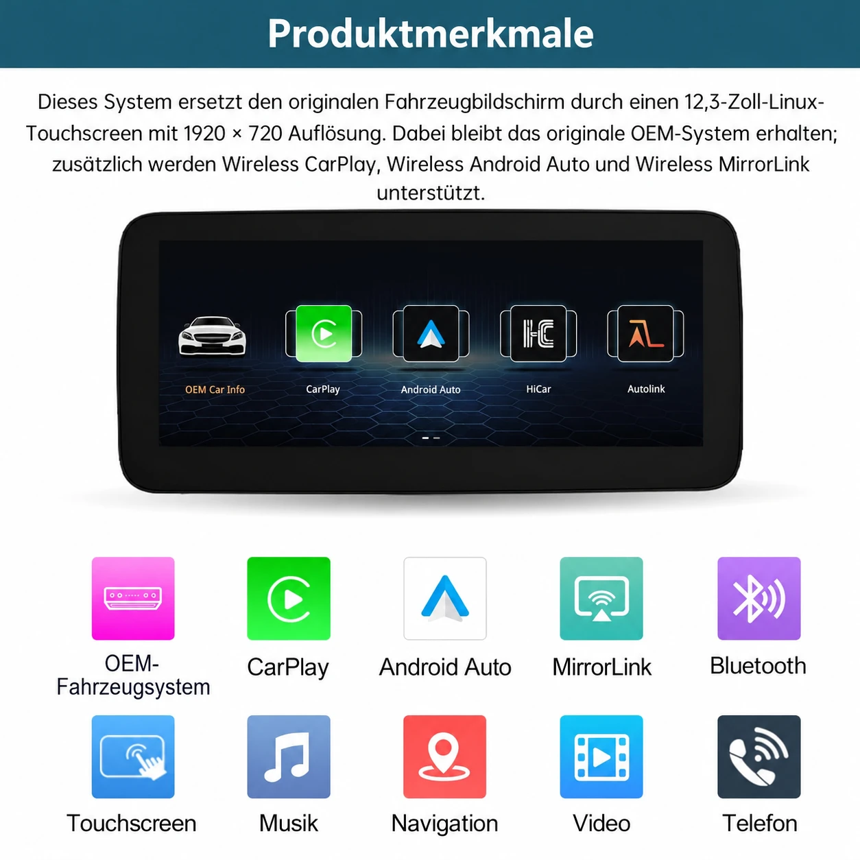 Mercedes-Benz GLE & GLS 12,3-Zoll-Linux-Display mit CarPlay & Android Auto (2016-2018) – Bild 3