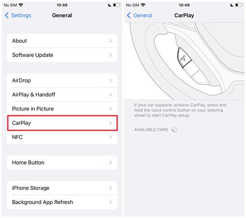 CarPlay in den Einstellungen neu einrichten
