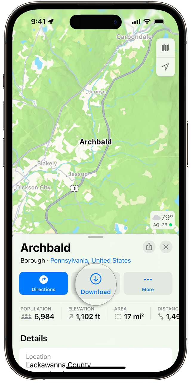 Download-Standort der Apple-Karte für Offline-Karten