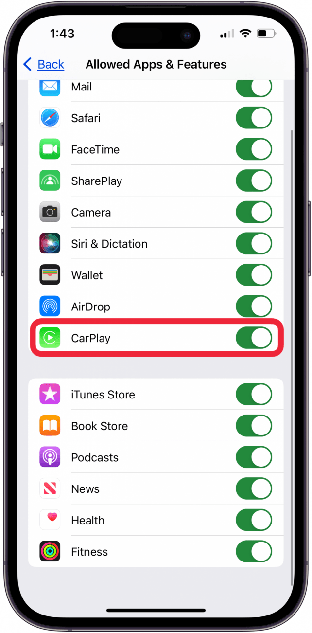 CarPlay zulassen