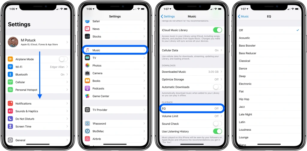 iPhone EQ-Einstellung