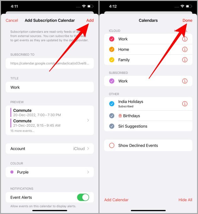 Google-Kalender zum iPhone hinzugefügt