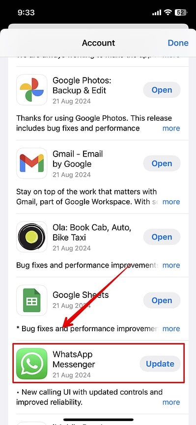 WhatsApp-App aktualisieren