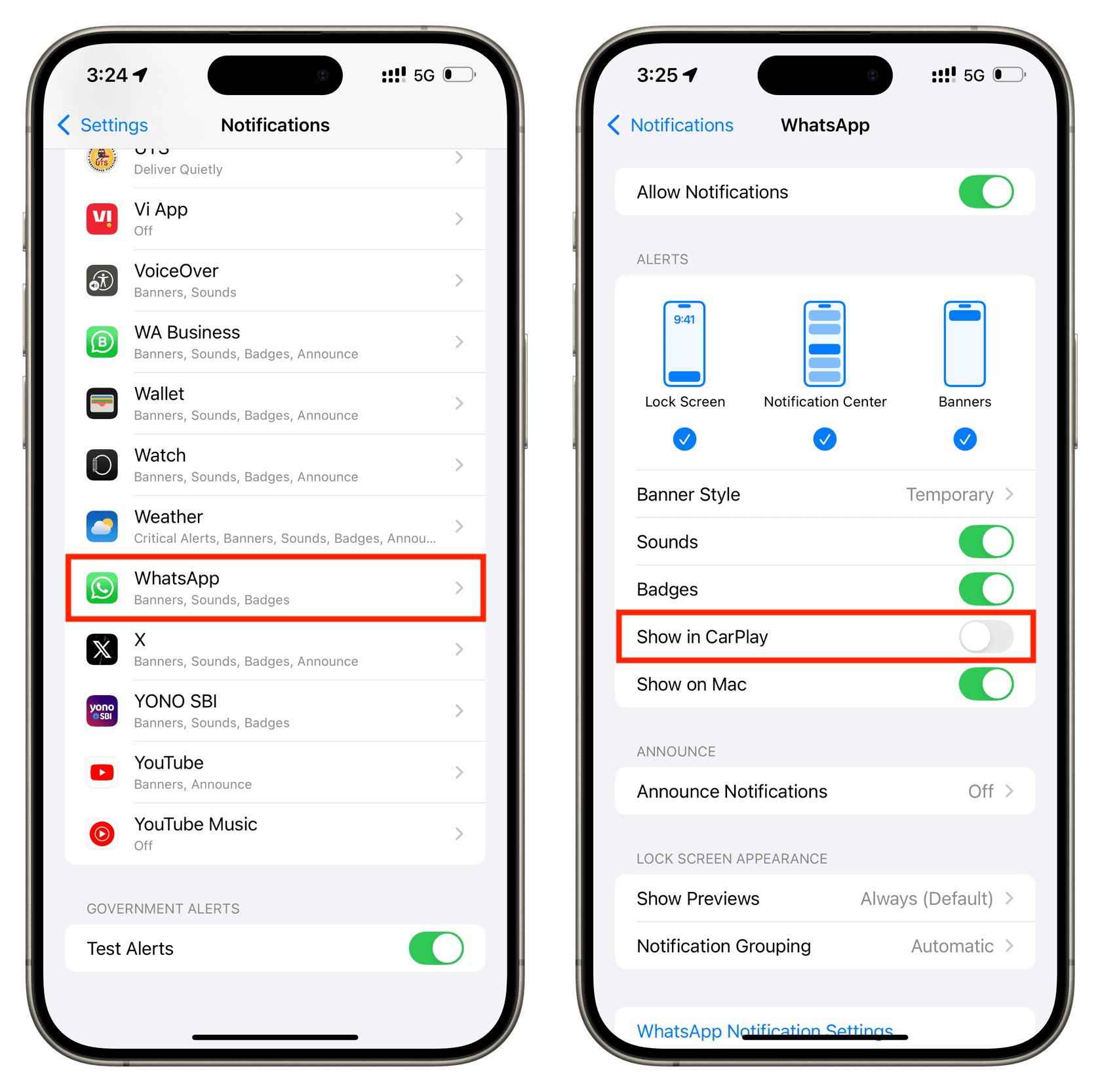 Erlauben Sie CarPlay, WhatsApp-Schrittbilder auszuführen