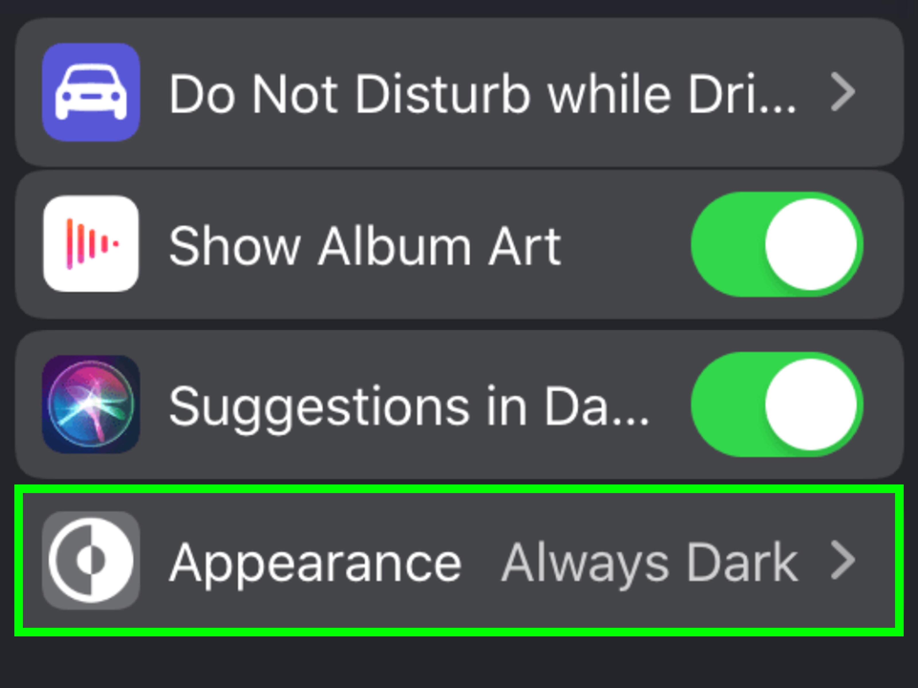 CarPlay-Dunkelmodus
