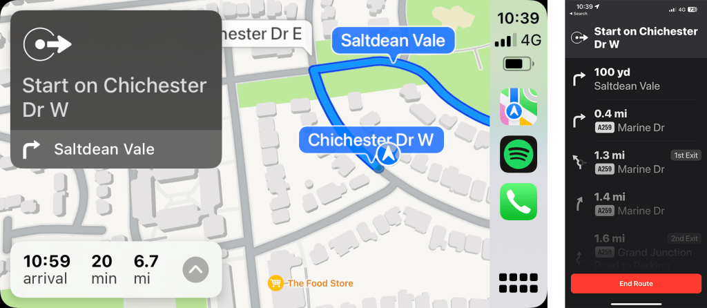 die Navigationsfunktion über Apple CarPlay nutzen